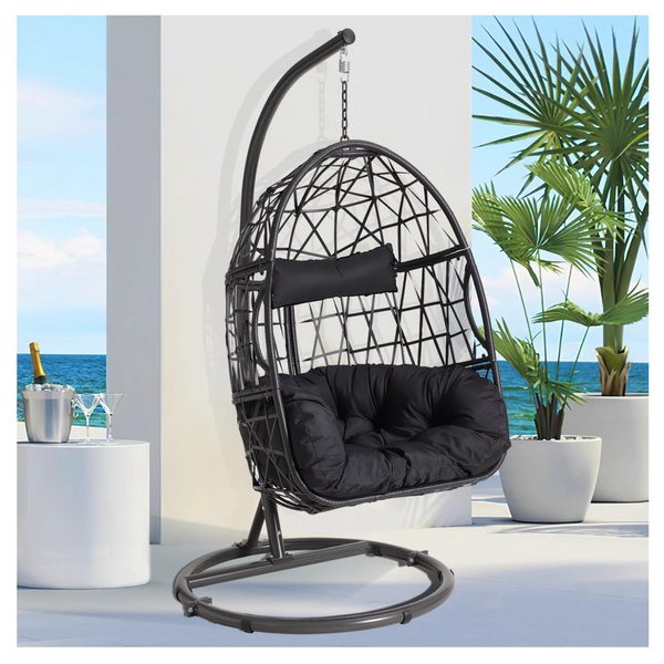 Hanging Egg Chair with Stand and Cushion