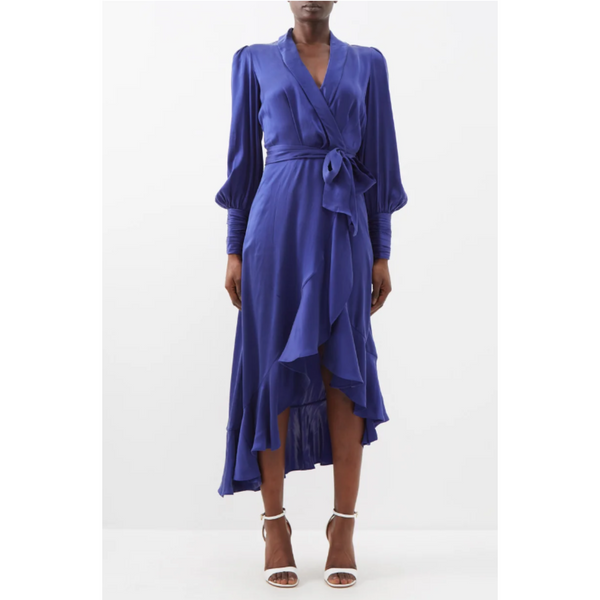 Zimmermann Asymmetric ruffled silk wrap dress