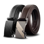 2-Pack Gurzita Unisex 3/8 Adjustable Click Leather Dress Belts