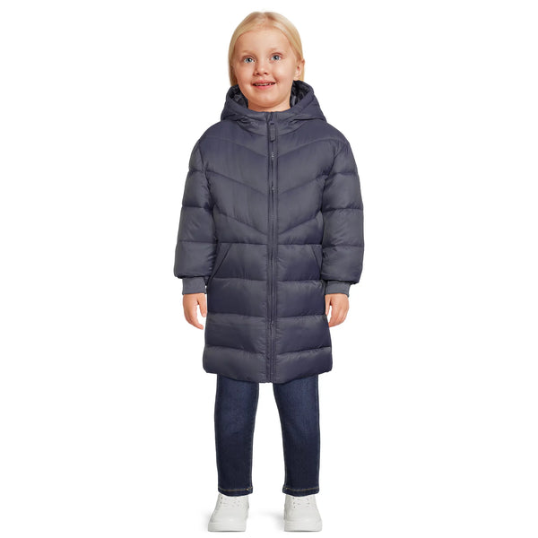 Wonder Nation Chaqueta acolchada larga para niños pequeños (4 colores)