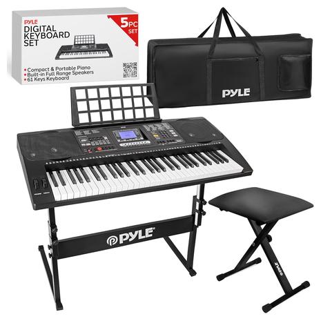 Pyle Digital Musical Karaoke Portable Electronic Piano w/ Case & Stand