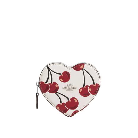 Coach Heart Cherry Print Coin Case