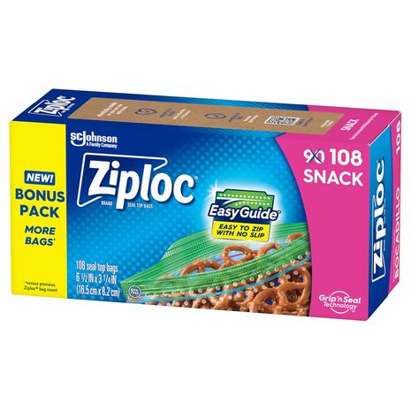 108 Ziploc Snack Bags w/ EasyGuide Texture