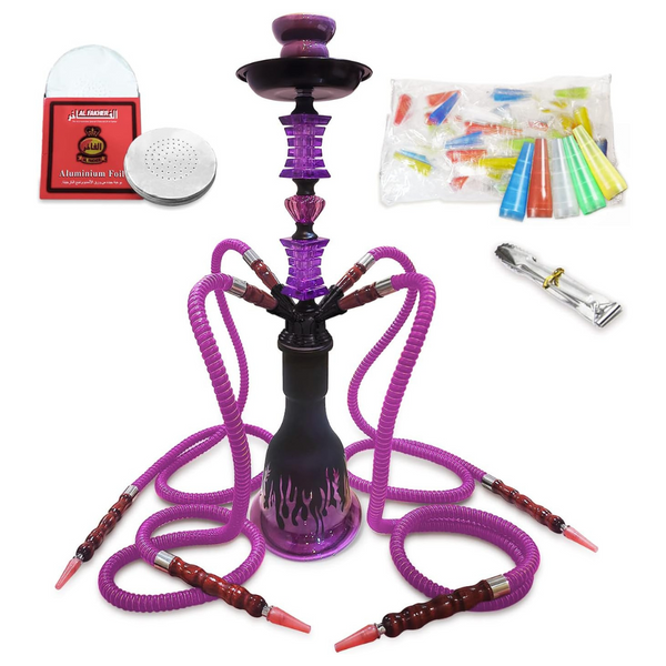 Complete Hookah Shisha Set With 50 Disposable Tips & Pre-Punched Aluminum Foil