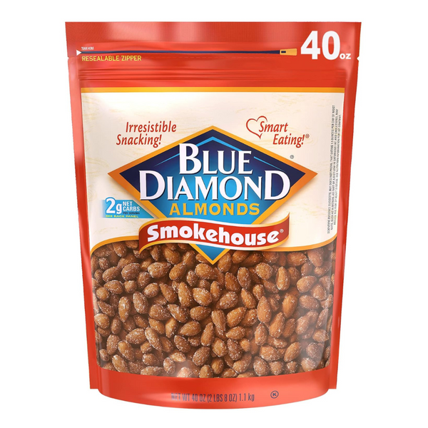 40 Oz Resealable Bag Of Blue Diamond Almonds Smokehouse Flavored Snack Nuts