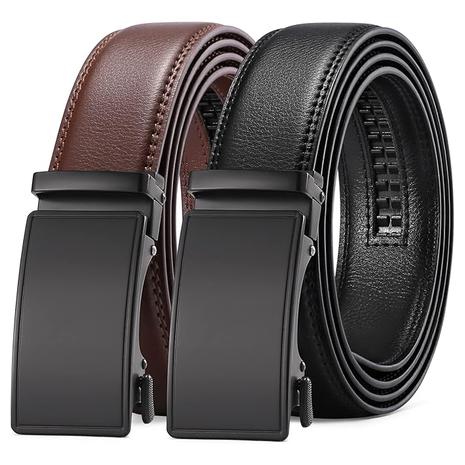 2-Pack Men's Leather Adjustable Click Buckle Belt