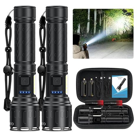 2-Pack Rechargeable Magnetic Flashlights w/ Side Light