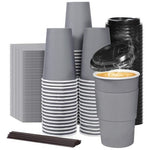 60 Disposable 16oz Coffee Cups with Lids & Sleeves