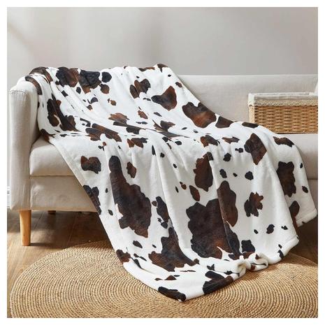 Cozy Bliss Cow Print Fleece Throw Blanket