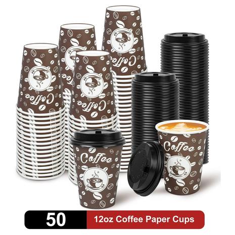 50 Hot Cups With Lids