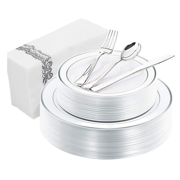 150 Piece Disposable Plastic Silverware Set