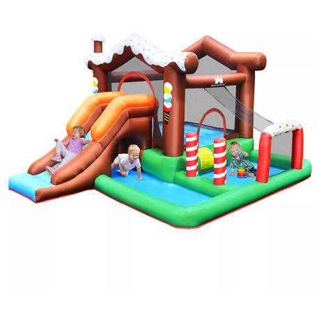 Inflatable Bouncer Climbing Slide Snow House w/ BallPit & Tunnel