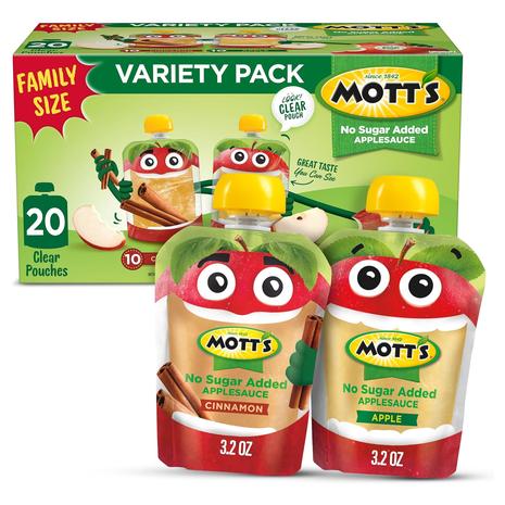 20-Pack Mott's No Sugar Added Applesauce Variety Pack Pouches