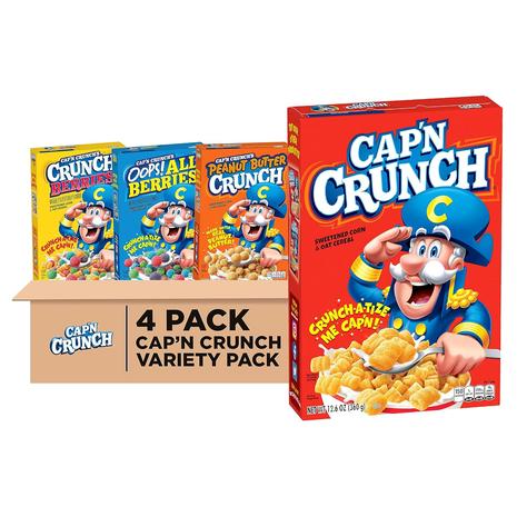 4-Pack Variety Quaker Cap'n Crunch Breakfast Cereal