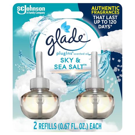 2-Count Glade PlugIns Refills Sky Sea Salt Scented Essential Oils Air Freshener