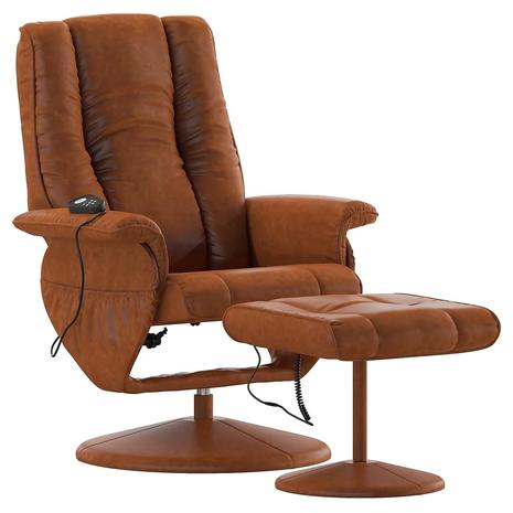 Flash Furniture Brown LeatherSoft Recliner & Ottoman With Heat & Massage