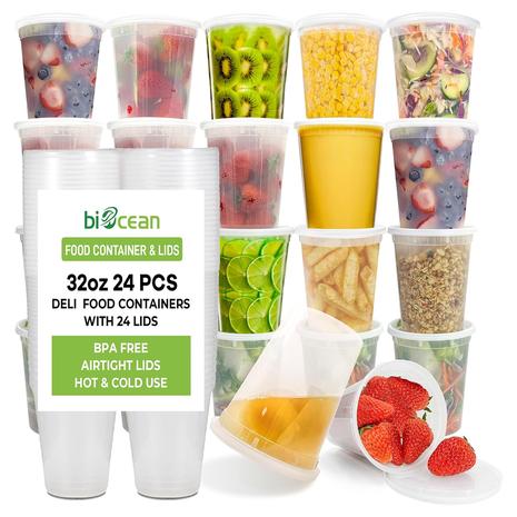 24-Pack 32 Oz Food Storage Containers w/ lids