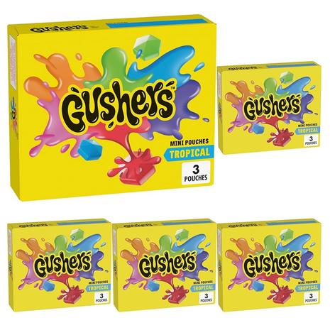 15 Pouches Of Gushers Tropical Fruit Flavored Snacks