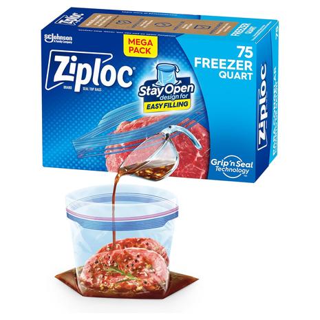 75 Ziploc Quart Food Storage Freezer Bags