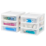 2 IRIS Stacking Desk Top 3-Drawer Storage Organizers