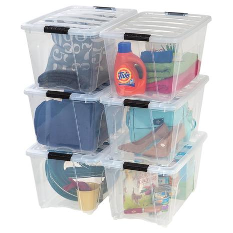 6-Pack 54 Quart Stackable Plastic Storage Bins w/ Lids