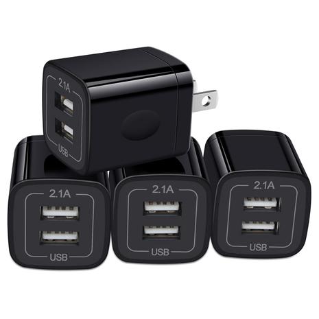 4-Pack 2.1A USB Wall Chargers