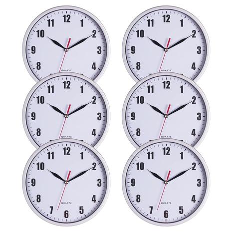 6-Pack 8" Silent Wall Clocks