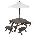 KidKraft Wooden Octagon Table, Stools & Umbrella Set