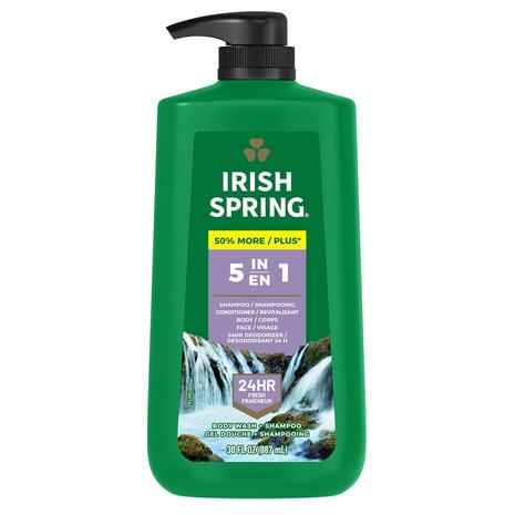 Irish Spring Men's 5-in-1 Fresh Scent Body Wash (30oz)