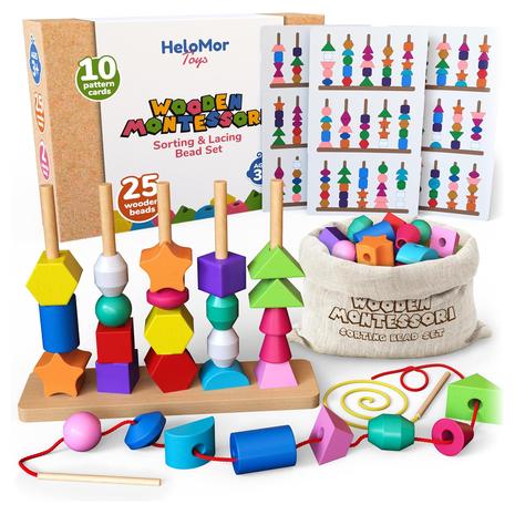 Wooden Montessori Sorting & Stacking Bead Toy