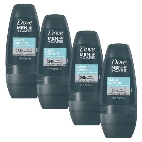 4-Pack Dove Men+Care Clean Comfort Roll On Deodorant