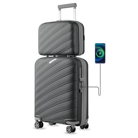 Carry on Luggage w/ Spinner Wheels & Cosmetic Case