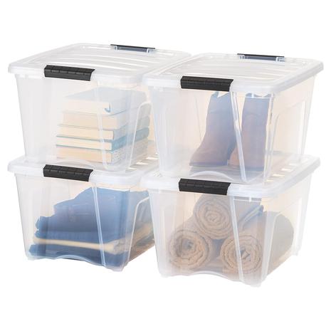 4-Pack 32Qt Stackable Plastic Storage Bins w/ Lids