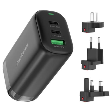 3-Port GaN 65W USB-C Charger Block