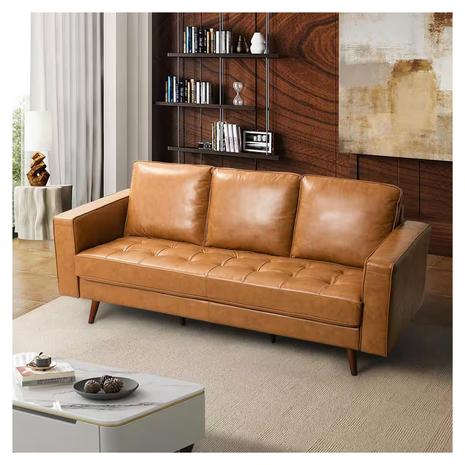 Jayden Creation Agamemnon 82-Inch Leather Sofa with Wooden Legs