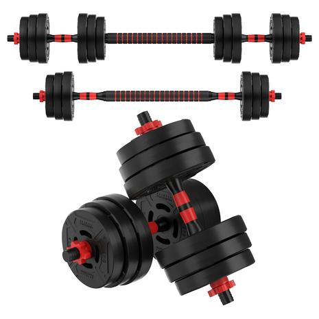 60LB 2-in-1 Portable Changeable Dumbbell & Barbell Set w/ Adjustable Weights