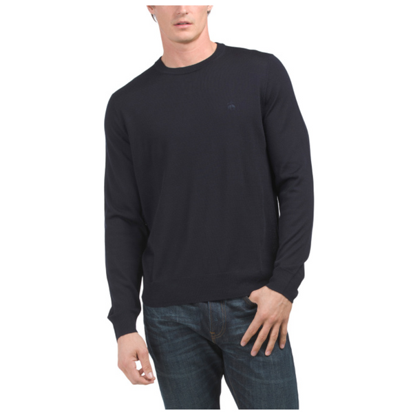 Brooks Brothers Merino Wool Blend Solid Crew Neck Sweater