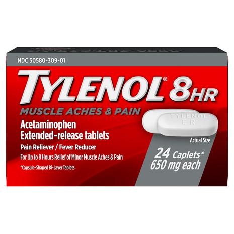 24 Tylenol 8 HR Muscle Aches & Pain Relief Tablets