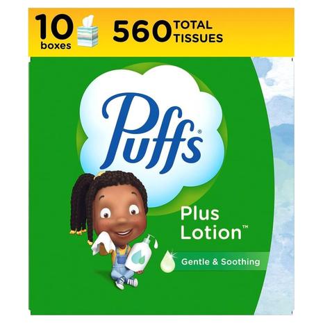 10 Cube Boxes Of Puffs Plus Lotion Facial Tissues