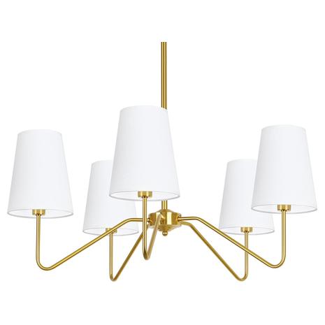 5-Light Modern Chandelier w/ White Shades