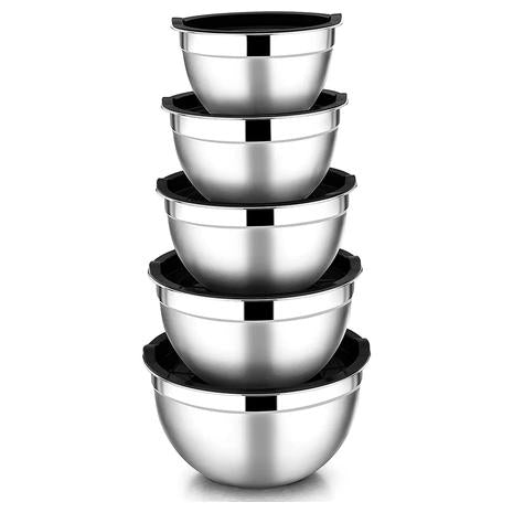 5 Stainless Steel Mixing Bowls (4 Colors)