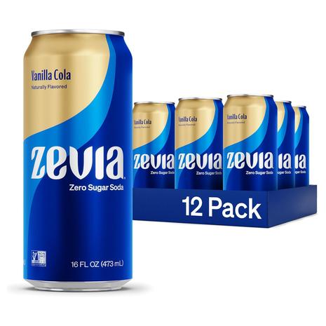 12-Pack Zevia Zero Sugar Vanilla Cola Soda