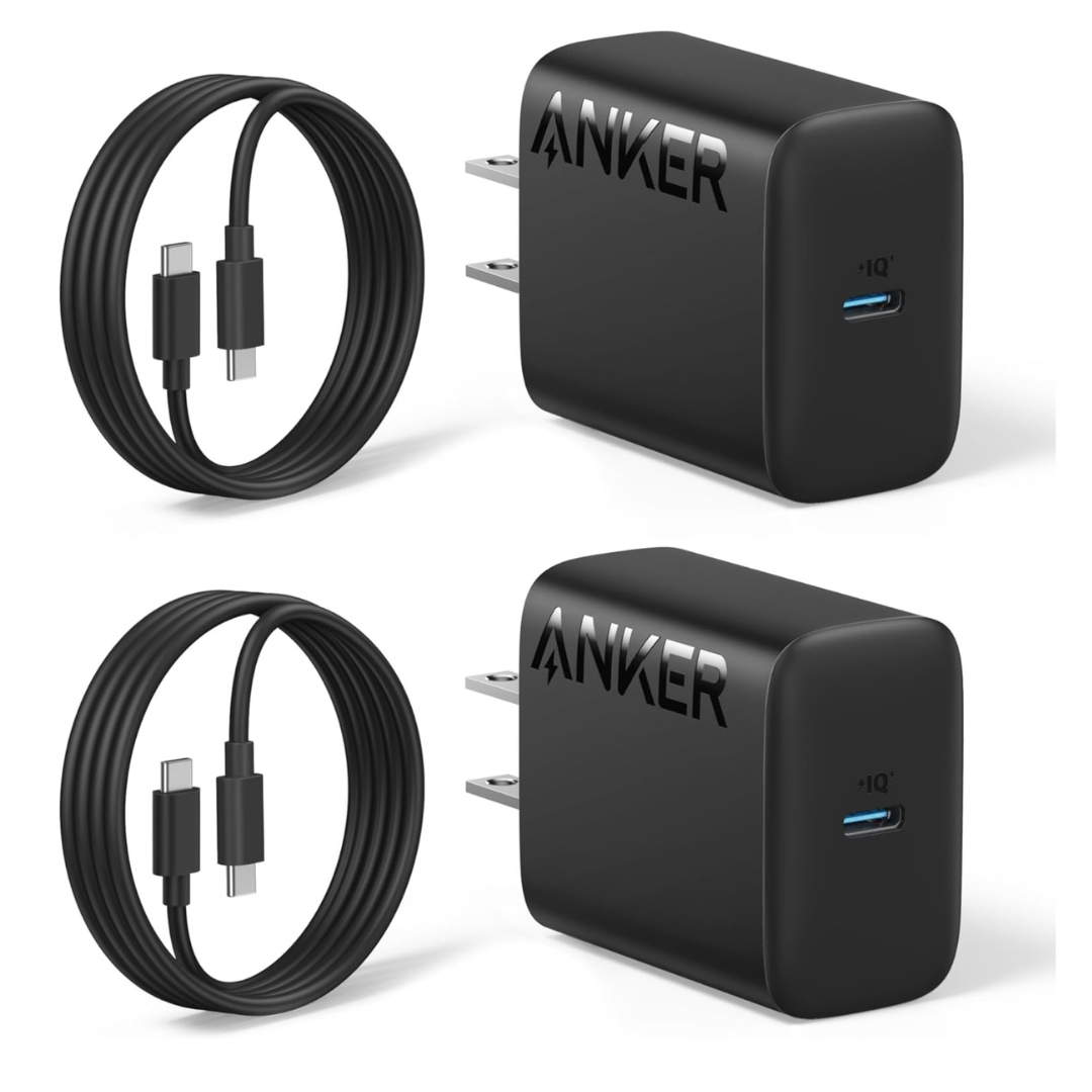 2 Anker 25W USB-C Super Fast Charger With 5ft Cables