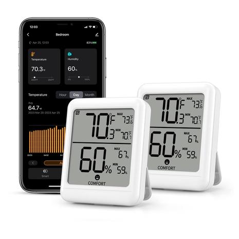 Indoor Bluetooth Hygrometer Thermometer w/ App Control