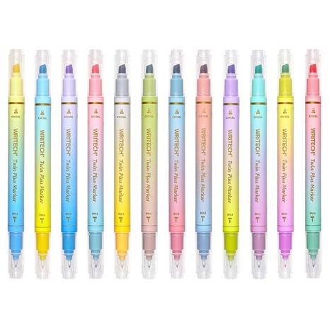 Dual Tip Highlighter Markers w/ Fine & Chisel Tip (Pastel Colors)