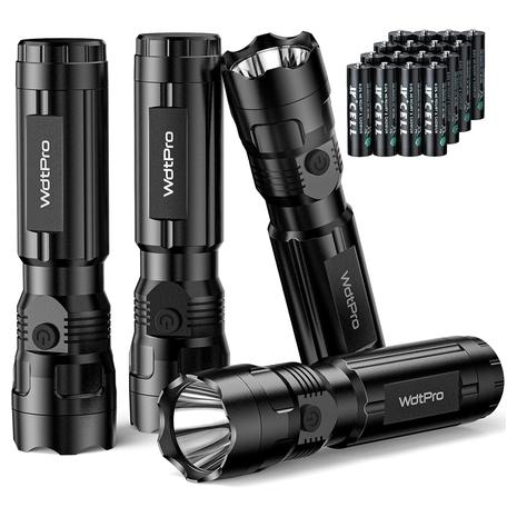 4 LED Flashlights With Batteries