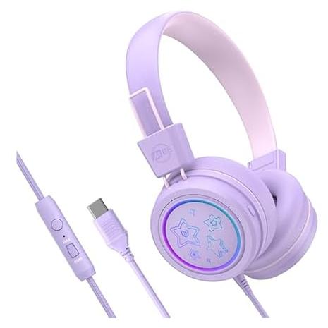 KidJamz Wired USB-C Headphones w/ Multicolor LED Lights