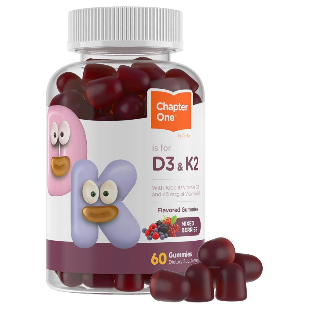 60 Zahler Chapter One Vitamin 1000 IU D3 & K2 Gummies