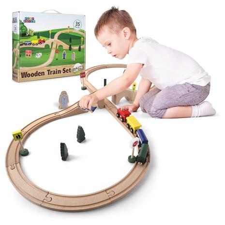 35-Piece Premium Wooden Train Set