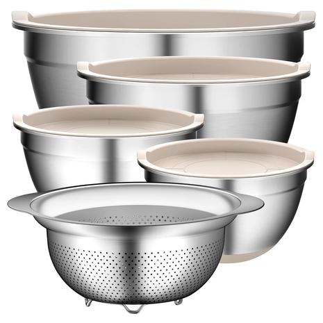 5-Piece Stainless Steel Mixing Bowls With Lids